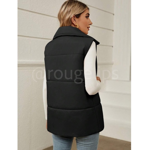 Black Puffer Vest Zip Up - Picture 4 of 7